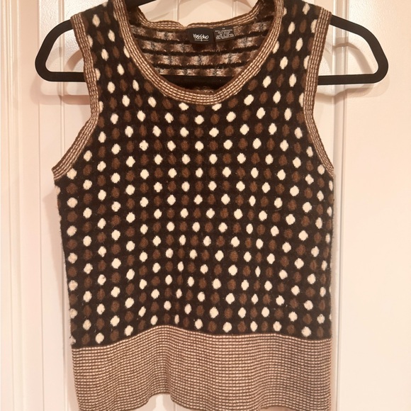 Vintage mossimo Brown and Cream Polka Dot vest size M - Picture 1 of 6